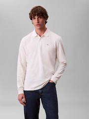 Calvin Klein White Long Sleeve Casual Pique Polo Shirt - Image 1 of 6