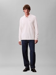 Calvin Klein White Long Sleeve Casual Pique Polo Shirt - Image 3 of 6