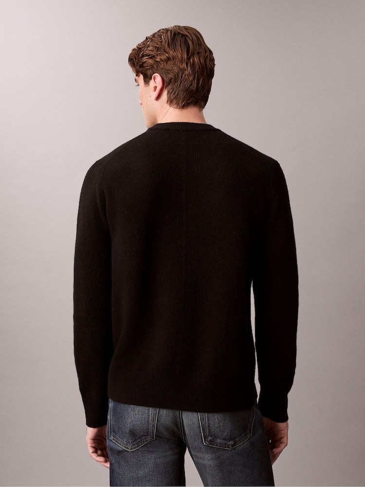 Calvin Klein Black Cosy Wool Crewneck Jumper - Image 2 of 7 Calvin Klein Black Cosy Wool Crewneck Jumper - Image 2 of 7