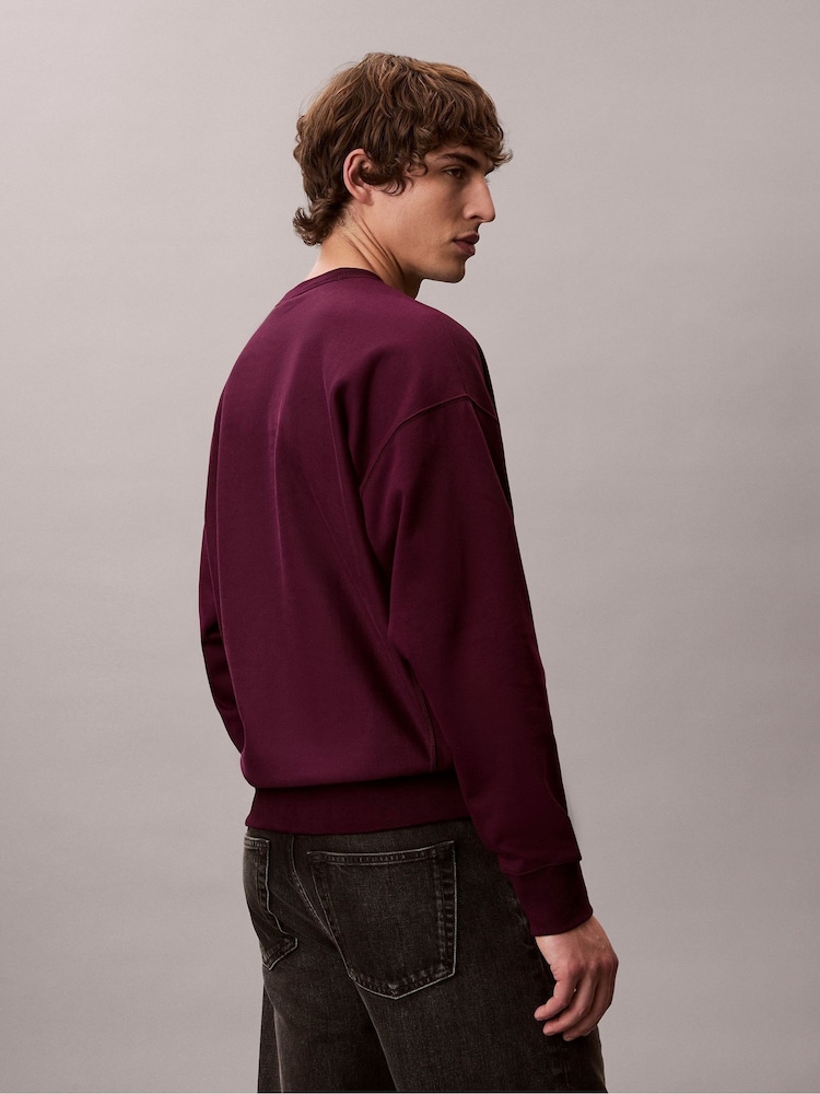 Calvin Klein Purple Fleece Monologo Relaxed Sweatshirt - Image 2 of 5