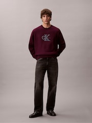 Calvin Klein Purple Fleece Monologo Relaxed Sweatshirt - Image 3 of 5