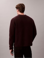 Calvin Klein Brown Boiled Merino Wool V-Neck Jumper - Image 2 of 5