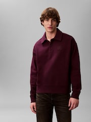 Calvin Klein Purple Heavy Jersey Logo Long Sleeve Polo Shirt - Image 1 of 7