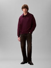 Calvin Klein Purple Heavy Jersey Logo Long Sleeve Polo Shirt - Image 3 of 7