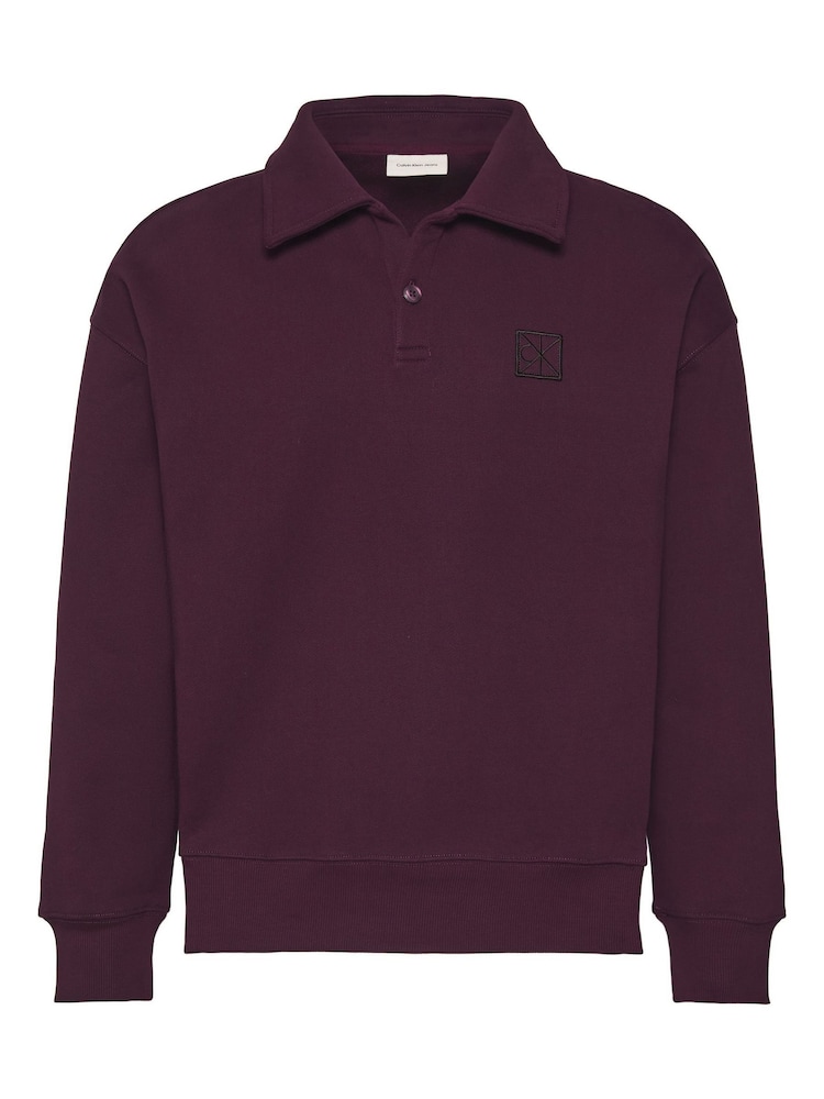 Calvin Klein Purple Heavy Jersey Logo Long Sleeve Polo Shirt - Image 7 of 7