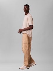 Calvin Klein Brown Cotton Stretch Straight Fit Cargo Trousers - Image 3 of 6