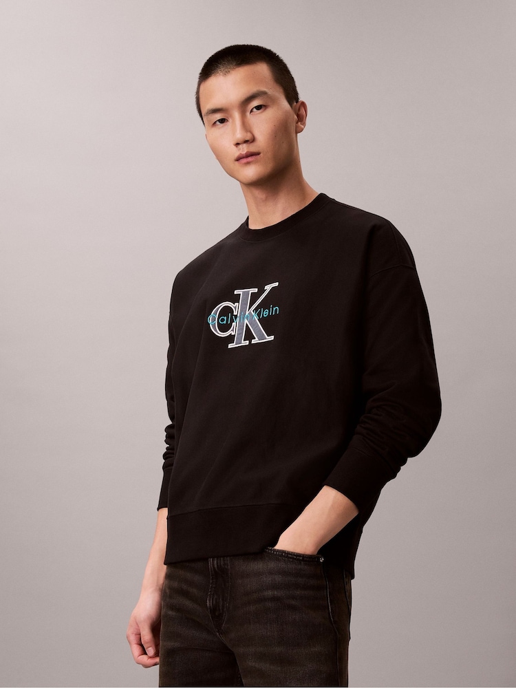 Calvin Klein Black Fleece Monologo Relaxed Sweatshirt - Image 1 of 5 Calvin Klein Black Fleece Monologo Relaxed Sweatshirt - Image 1 of 5