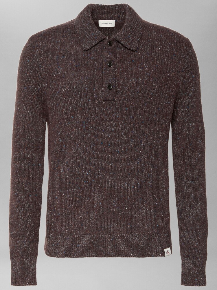 Calvin Klein Brown Wool Blend Relaxed Polo Jumper - Image 7 of 7