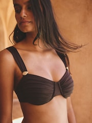 AIYLA Chocolate Brown Non Padded Underwired Premium Bikini Top - Image 1 of 5