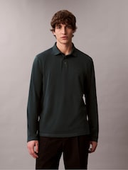 Calvin Klein Green Supima Cotton Long Sleeve Polo Shirt - Image 1 of 6