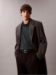 Calvin Klein Green Supima Cotton Long Sleeve Polo Shirt - Image 4 of 6