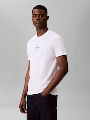 Calvin Klein Off White Short Sleeve 30s Micro Monologo Graphic T-Shirt - Image 4 of 6