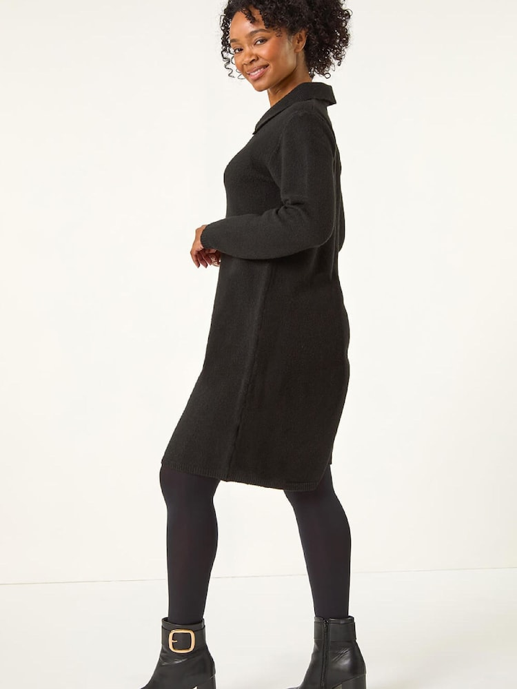 Buy Roman Black Petite Collared Knit Shift Dress from Next Luxembourg