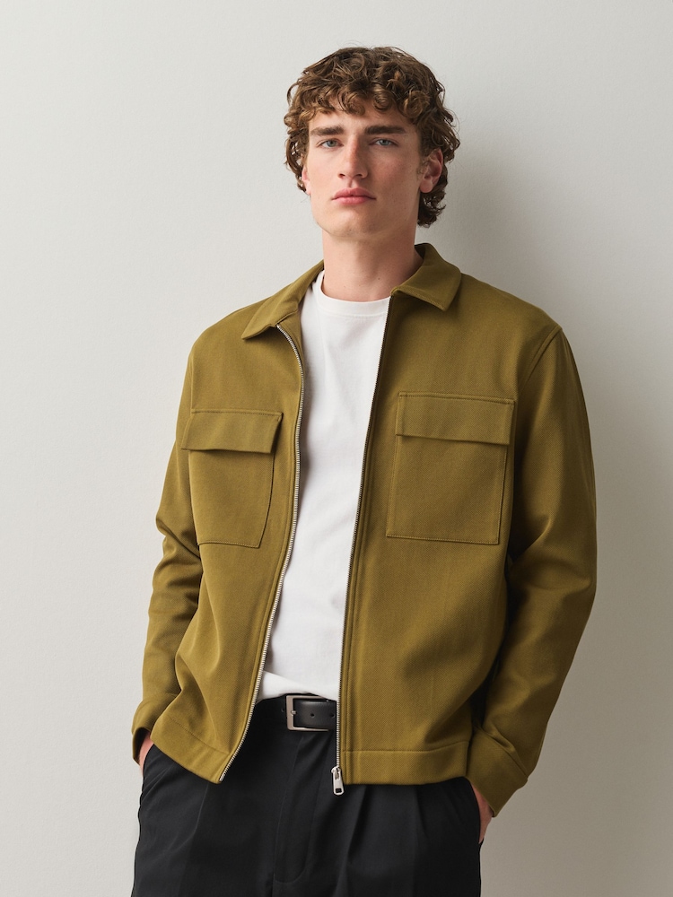 Green N. Premium Jersey Zip Through Shacket - Image 1 of 6 Green N. Premium Jersey Zip Through Shacket - Image 1 of 6