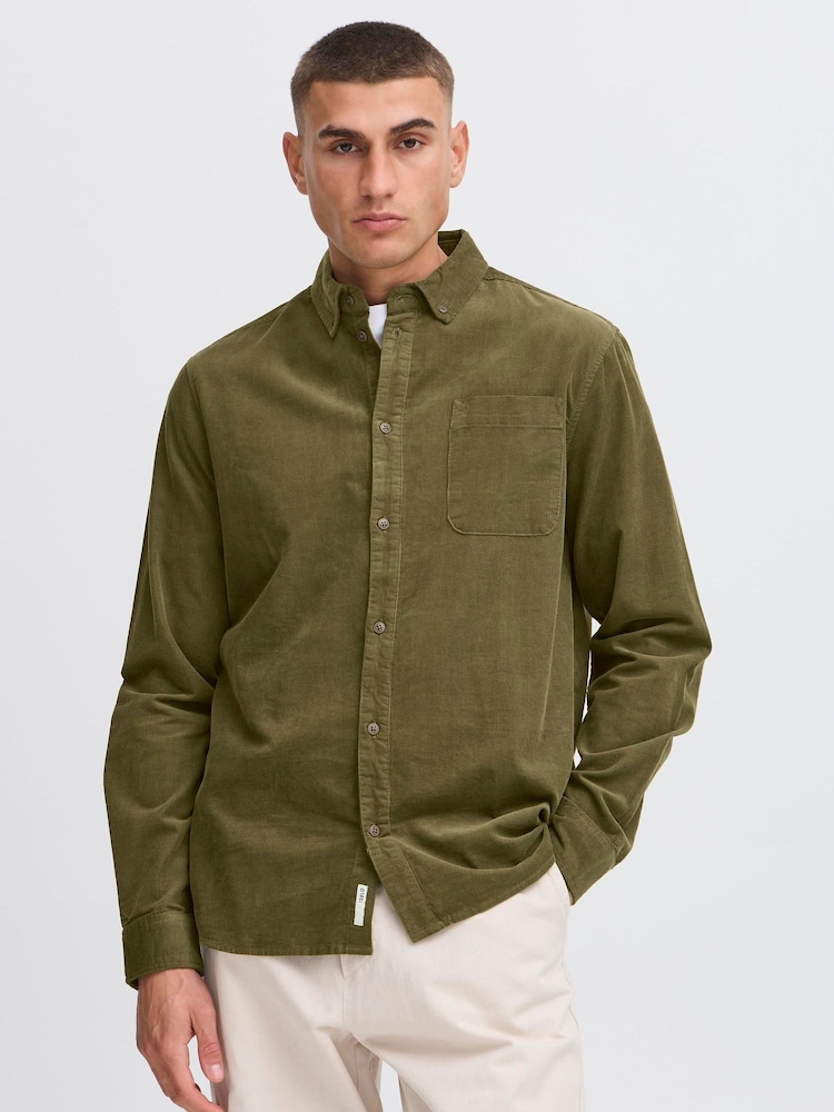 !Solid Green Corduroy Relaxed Shirt - Image 1 of 5 !Solid Green Corduroy Relaxed Shirt - Image 1 of 5