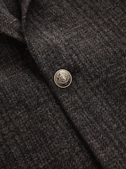 Chocolate Brown Regular Fit Signature Nova Fides 100% Wool Check Blazer - Image 11 of 12