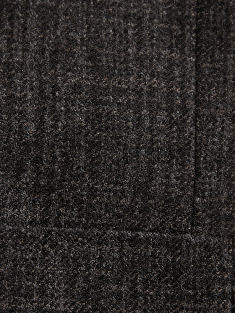 Chocolate Brown Regular Fit Signature Nova Fides 100% Wool Check Blazer - Image 2 of 6