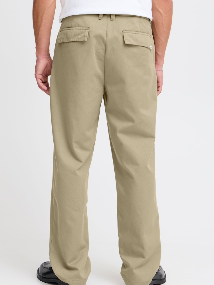 !Solid Cream Woven Straight Fit Trousers - Image 2 of 5 !Solid Cream Woven Straight Fit Trousers - Image 2 of 5