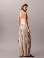 Calvin Klein Natural Satin Cargo Trousers - Image 2 of 7