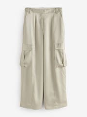Calvin Klein Natural Satin Cargo Trousers - Image 7 of 7