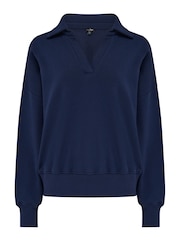 Pour Moi Blue The Softest Off Duty Relaxed Collared Sweatshirt - Image 3 of 4