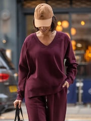 Pour Moi Red The Softest Off Duty Relaxed V-Neck Sweatshirt - Image 1 of 4