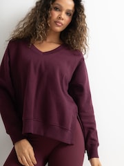 Pour Moi Red The Softest Off Duty Relaxed V-Neck Sweatshirt - Image 2 of 4