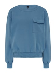 Pour Moi Blue The Softest Off Duty Relaxed Pocket Sweatshirt - Image 3 of 4