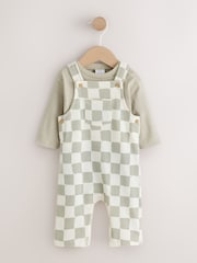 Neutral Checkerboard Baby Set Jersey Dungarees and Bodysuit Set (0mths-2yrs) - Image 1 of 6