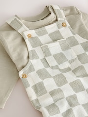 Neutral Checkerboard Baby Set Jersey Dungarees and Bodysuit Set (0mths-2yrs) - Image 4 of 6