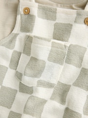 Neutral Checkerboard Baby Set Jersey Dungarees and Bodysuit Set (0mths-2yrs) - Image 6 of 6