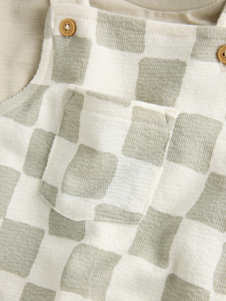 Neutral Checkerboard Baby Set Jersey Dungarees and Bodysuit Set (0mths-2yrs) - Image 6 of 6 Neutral Checkerboard Baby Set Jersey Dungarees and Bodysuit Set (0mths-2yrs) - Image 6 of 6