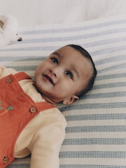 Rust Brown Farmyard Cord Dungarees and Bodysuit Baby Set (0mths-3yrs) - Image 3 of 11