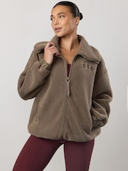 Gym King Grey GKW Borg Full Zip Funnel Jacket - Image 1 of 4