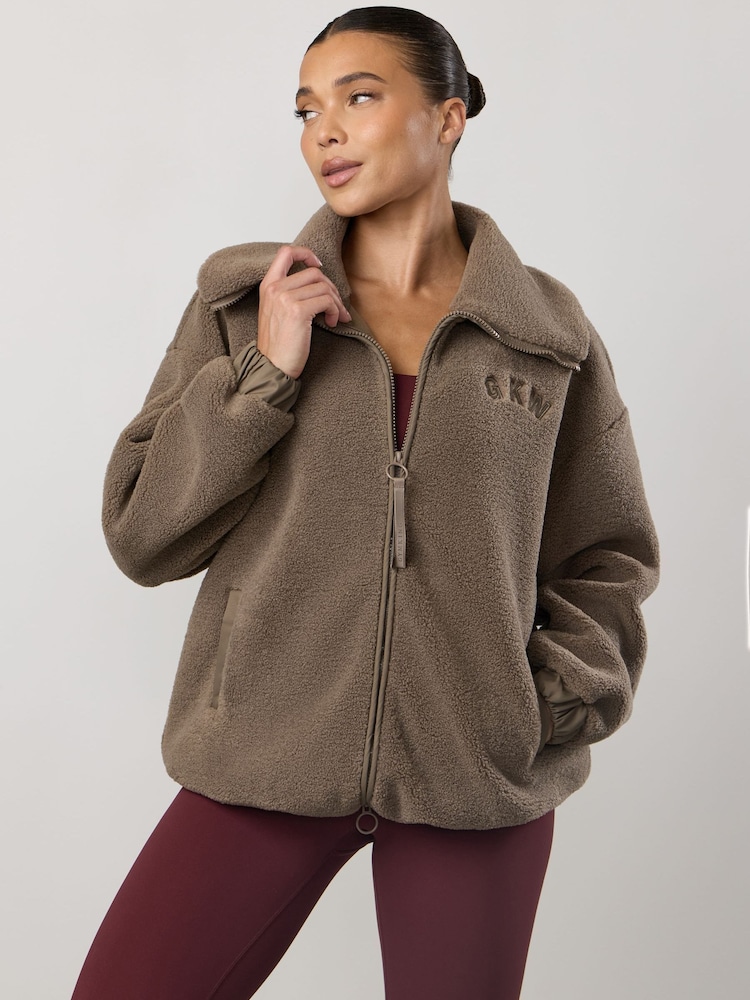 Gym King Grey GKW Borg Full Zip Funnel Jacket - Image 1 of 4 Gym King Grey GKW Borg Full Zip Funnel Jacket - Image 1 of 4