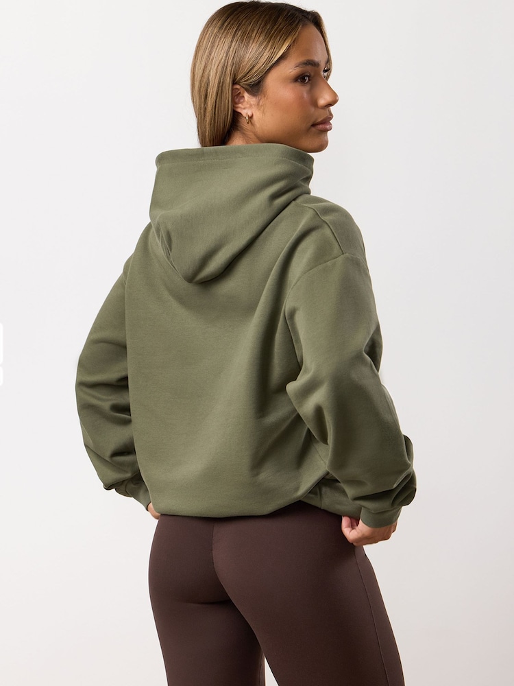 Gym King Green Powered By Belief Relaxed Fit Hoodie - Image 2 of 4 Gym King Green Powered By Belief Relaxed Fit Hoodie - Image 2 of 4