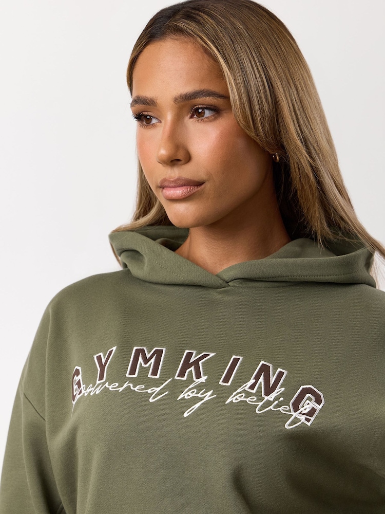 Gym King Green Powered By Belief Relaxed Fit Hoodie - Image 4 of 4 Gym King Green Powered By Belief Relaxed Fit Hoodie - Image 4 of 4