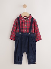 Red Check Shirt, Trousers and Braces Baby 3 Piece Set (0mths-2yrs) - Image 1 of 10