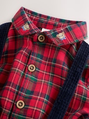Red Check Shirt, Trousers and Braces Baby 3 Piece Set (0mths-2yrs) - Image 5 of 10