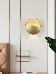 Searchlight Gold and Clear Rise 5W + 1W 3000k Wall Light - Image 1 of 4