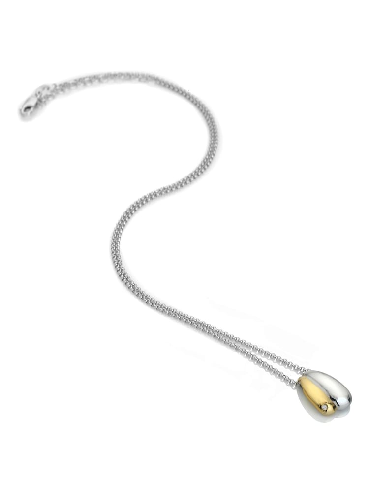 Hot Diamonds Sterling Silver Droplet Two Tone Pendant - Image 1 of 3 Hot Diamonds Sterling Silver Droplet Two Tone Pendant - Image 1 of 3