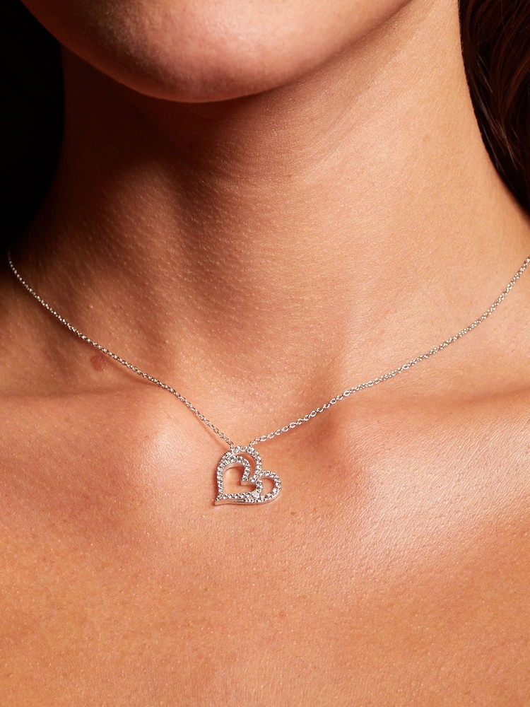 Hot Diamonds Sterling Silver Shimmer Heart Necklace - Image 3 of 3 Hot Diamonds Sterling Silver Shimmer Heart Necklace - Image 3 of 3