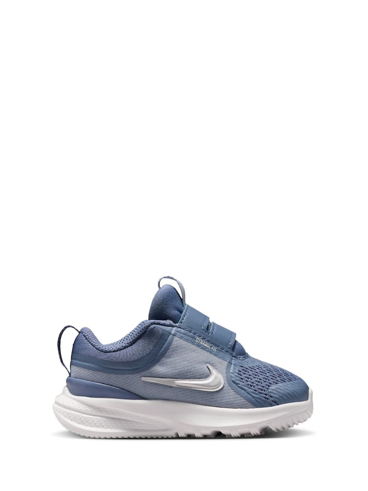Nike Blue Indigo and Silver Infant Star Runner 5 Trainers - Image 1 of 8 Nike Blue Indigo and Silver Infant Star Runner 5 Trainers - Image 1 of 8