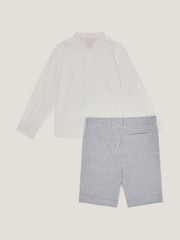 Monsoon Blue Pintuck Shirt and Stripe 100% Cotton Shorts Set - Image 2 of 3