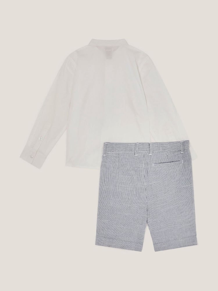 Monsoon Blue Pintuck Shirt and Stripe 100% Cotton Shorts Set - Image 2 of 3