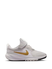 Nike White/Gold Junior Star Runner 5 Trainers - Image 1 of 10