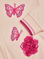 Monsoon White Floral Butterfly Embroidered Zip-Up 100% Cotton Hoodie - Image 3 of 3