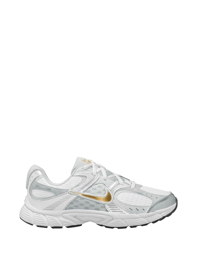 Nike White Grey Gold Youth V5 Runner Trainers - Image 1 of 4