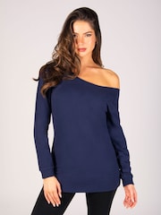 Pineapple Blue Womens Off Shoulder Longline Sweatshirt - Image 1 of 5