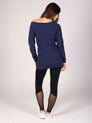 Pineapple Blue Womens Off Shoulder Longline Sweatshirt - Image 4 of 5